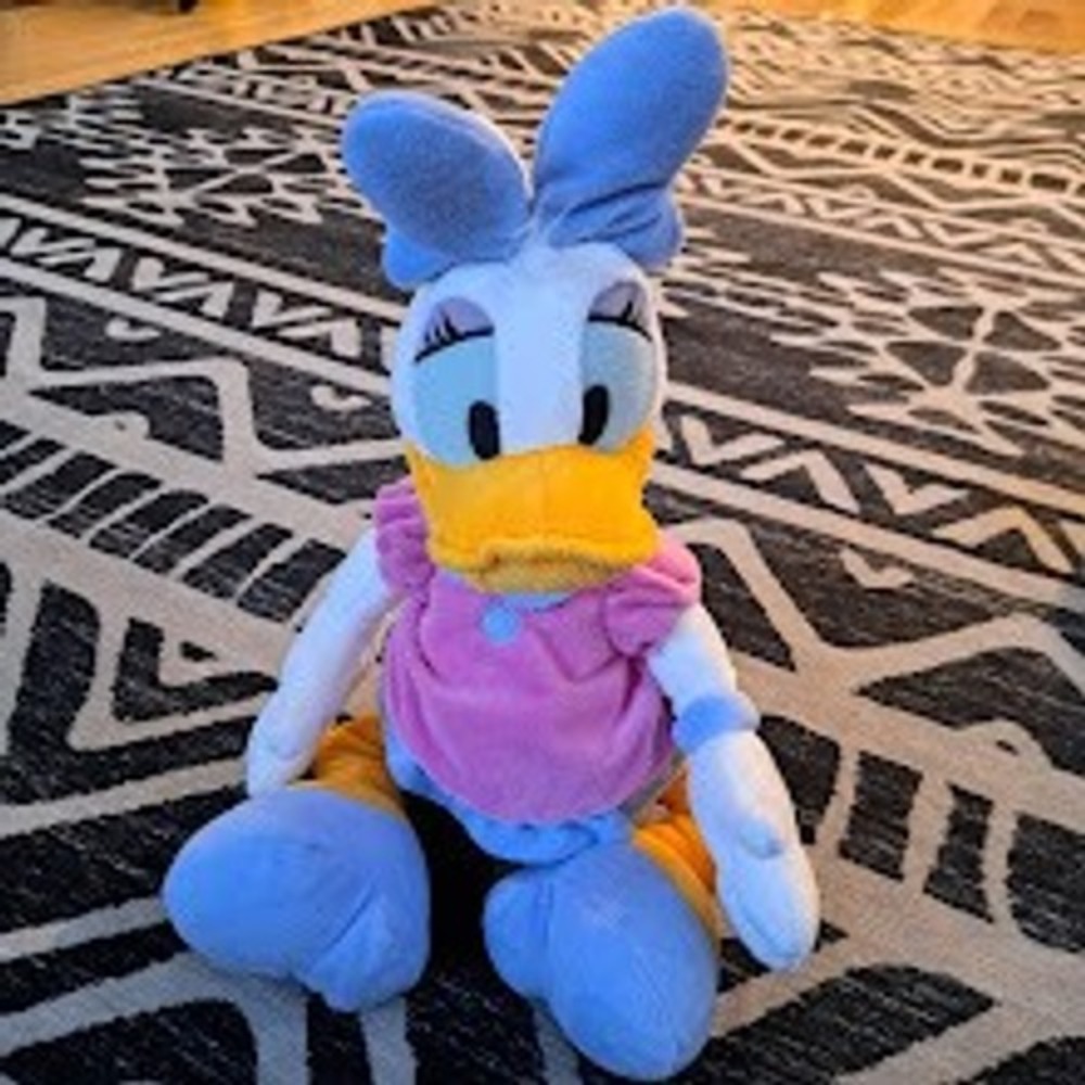 Disney Collection Daisy Duck Plush Stuffed Animal Pink Shirt Purple Bow 12 Inch